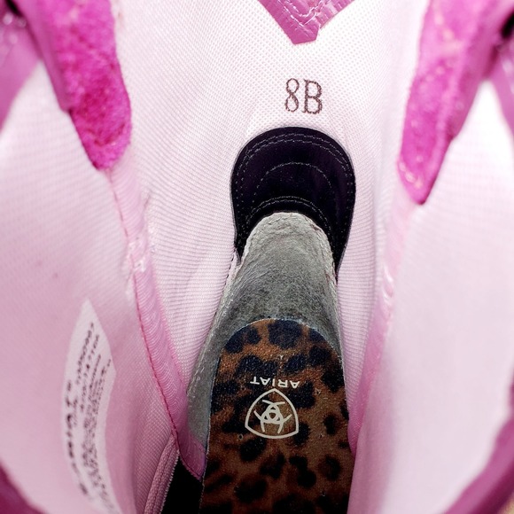 Ariat Fatbaby Boots Womens 8 Pink Suede Metallic Cowboy Western Shoes - Picture 6 of 14